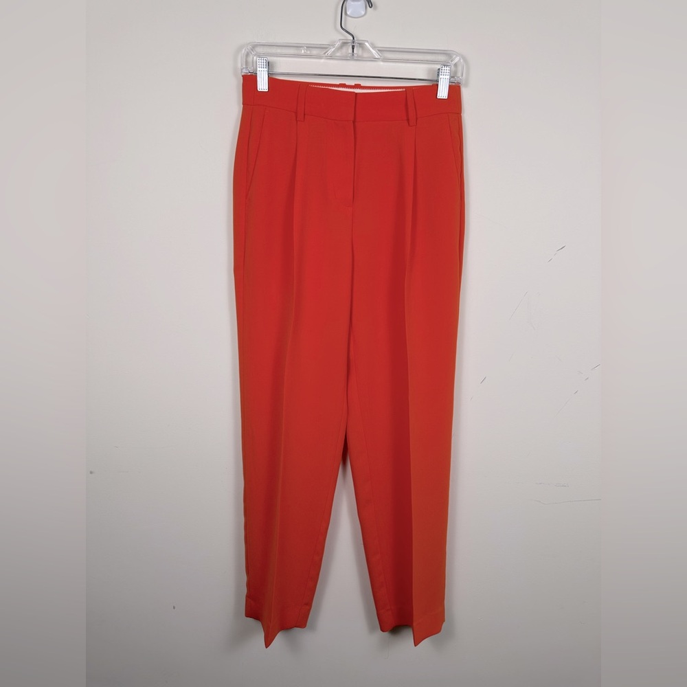 J. Crew Slim Straight Crepe Pants Women Size 0 Orange Excellent Workwear Trouser